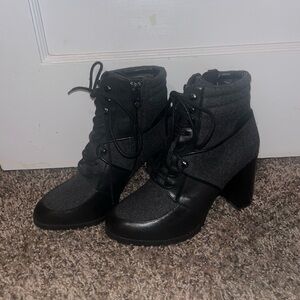 ANTONIO MELANI Black and Gray textile/leather boots